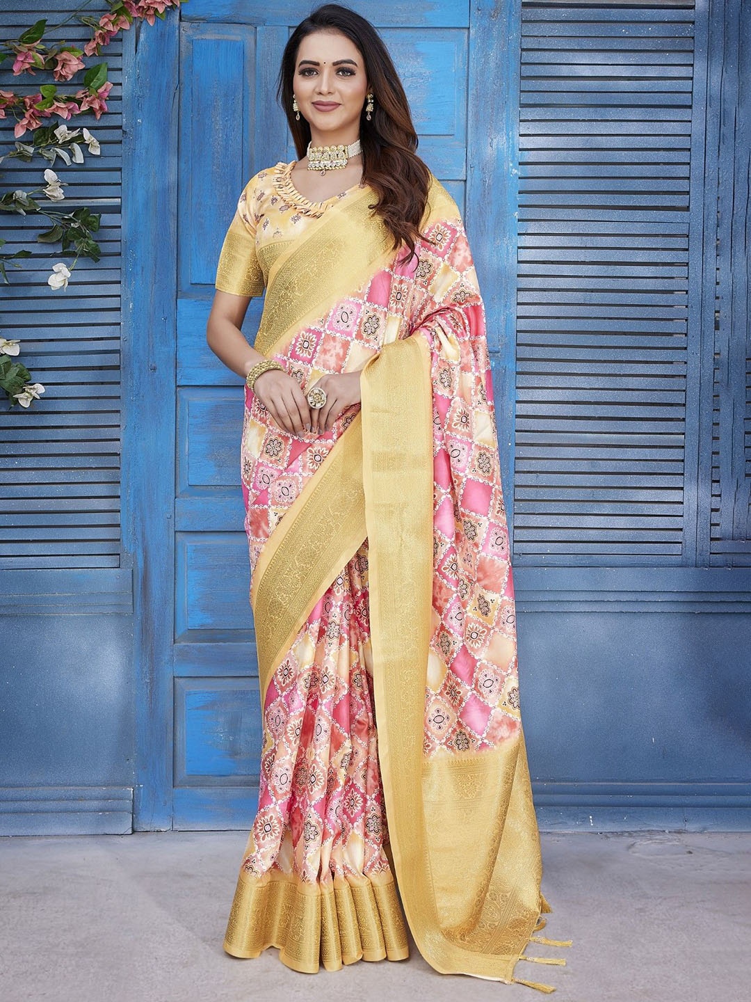 

LeeliPeeri Designer Ethnic Motifs Zari Chanderi Saree, Yellow