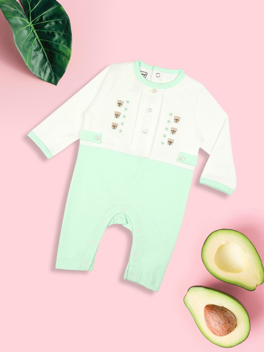 

MeeMee Infants Embroidered Cotton Rompers, White