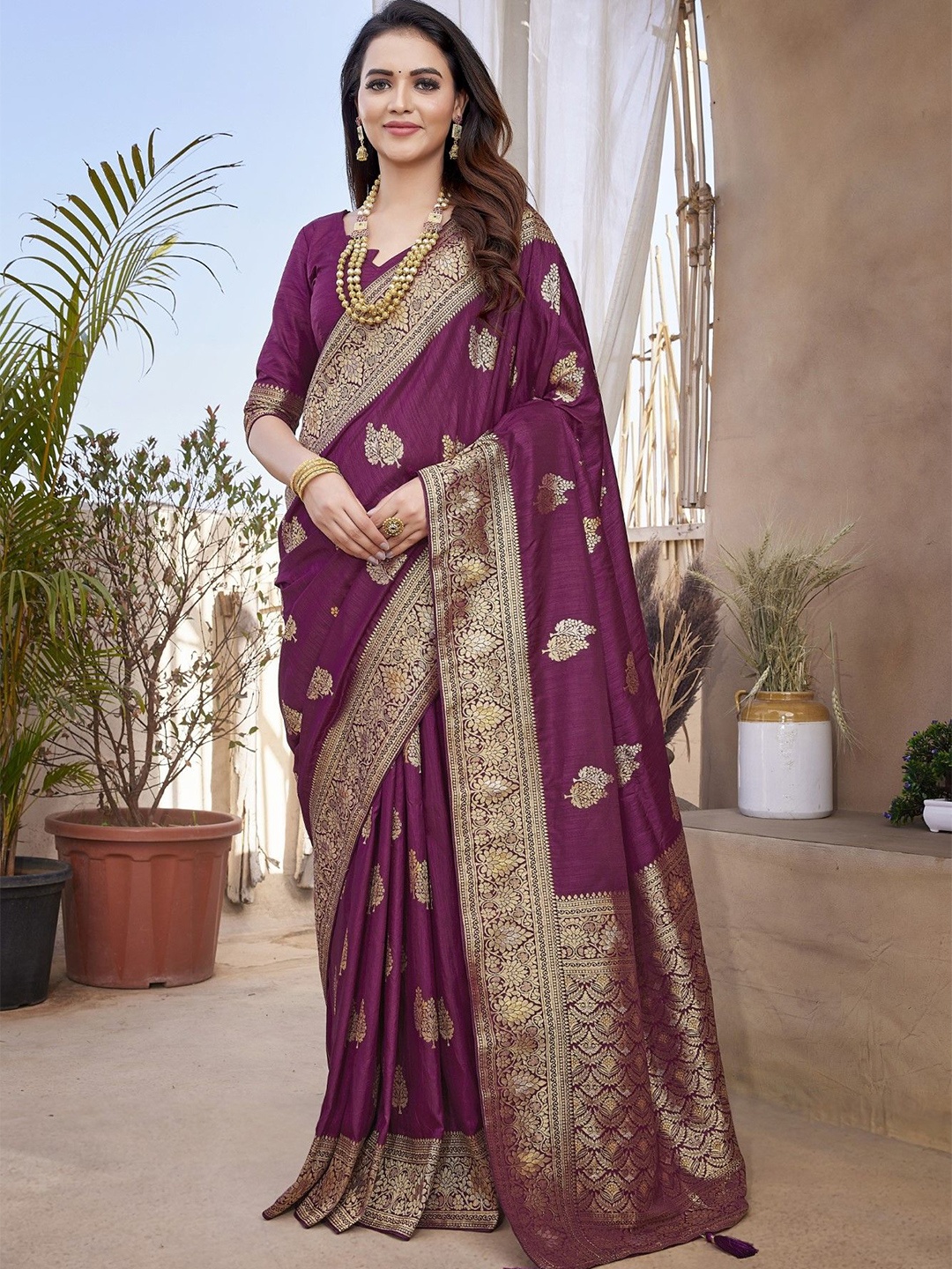 

LeeliPeeri Designer Woven Design Zari Chanderi Saree, Purple
