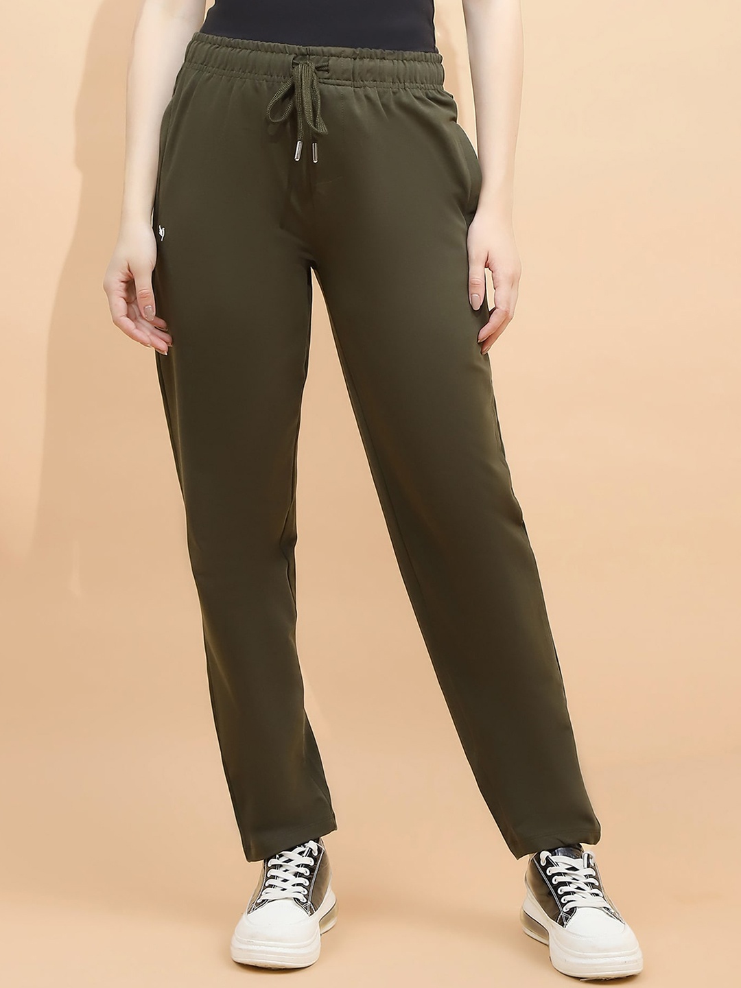 

Global Republic Women Smart Mid-Rise Easy Wash Cotton Trouser, Green