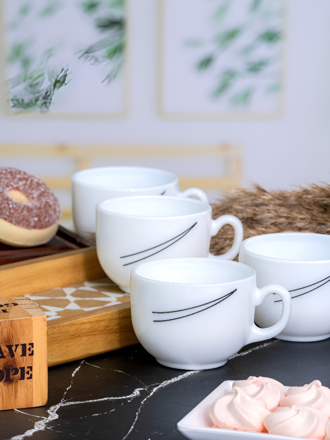 

Cello White & Black 6Pcs Printed Opalware Glossy Cups 160ml Each