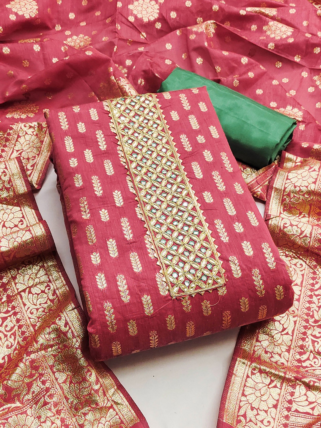 

Ishin Unstitched Dress Material, Pink