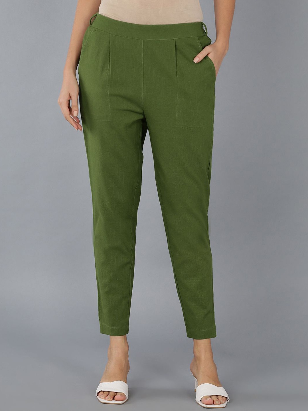

MissKurti Women Mid-Rise Relaxed Trouser, Green