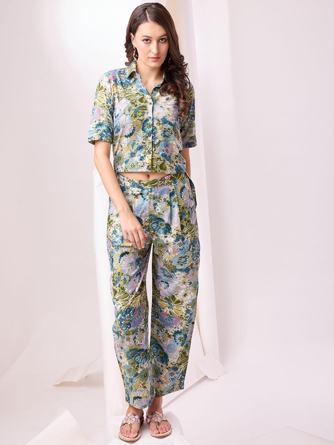 

SHUBHVASTRA Printed High-Low Shirt With Trouser, Purple