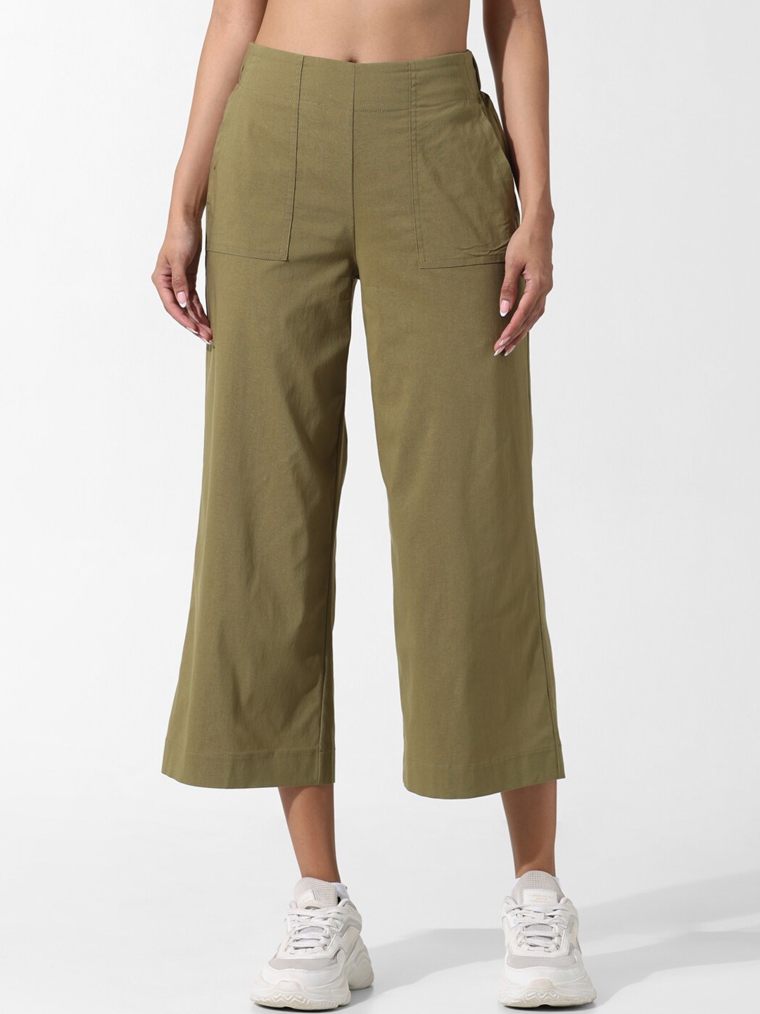 

ONLY ONLKIND HW Women Flared High-Rise Culottes Trousers, Olive