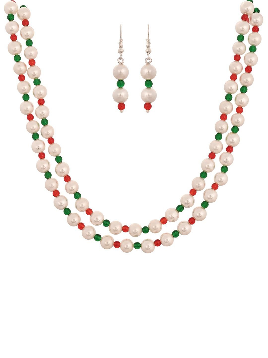 

RATNAVALI JEWELS Pearl Beaded Jewellery Set, White