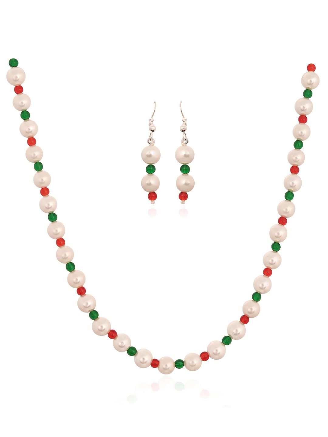 

RATNAVALI JEWELS Pearl Necklace set With Earrings, White