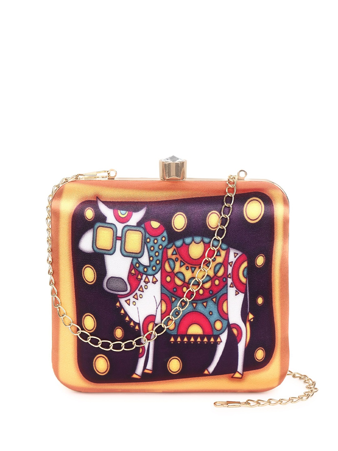 

DressBerry Printed Box Clutch, Yellow