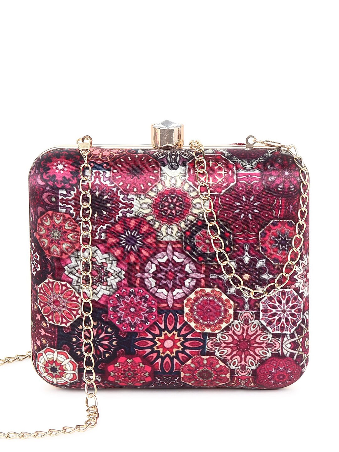

DressBerry Printed Box Clutch, Red