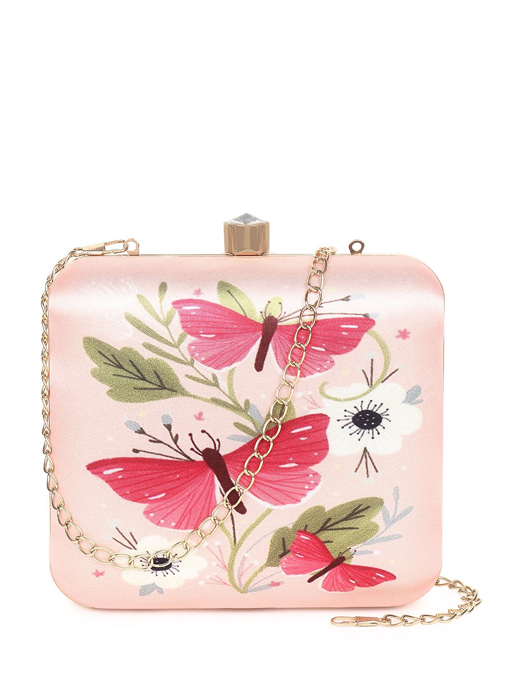 

DressBerry Printed Box Clutch, Pink