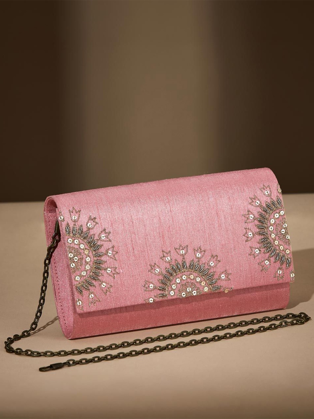 

Fabindia Embellished Purse Clutch, Pink