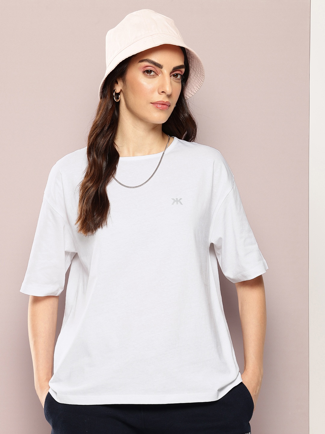 

Kook N Keech Drop-Shoulder Sleeves Oversized Pure Cotton T-shirt, White