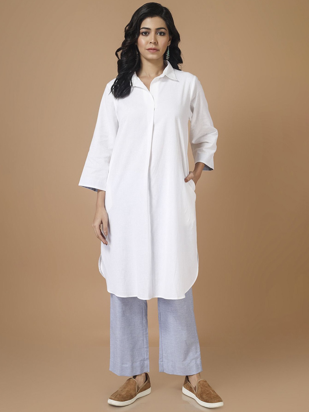 

VASSTRAM Pure Cotton Shirt & Trouser Co-Ord Set, White