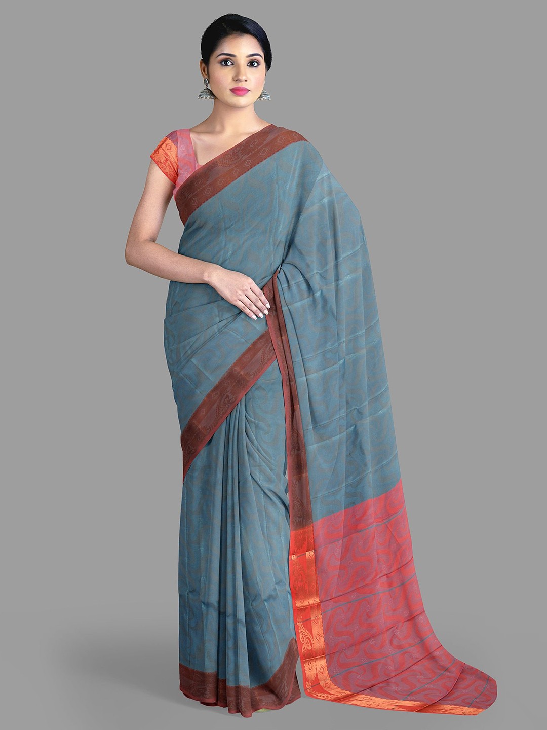 

The Chennai Silks Woven Design Floral Zari Saree, Blue
