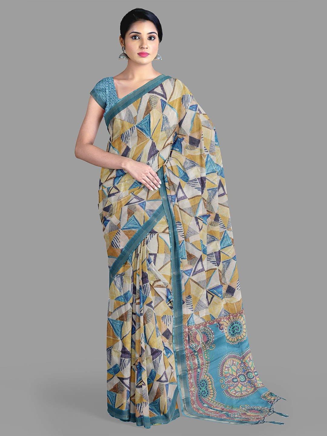 

The Chennai Silks Jute Cotton Saree, Blue