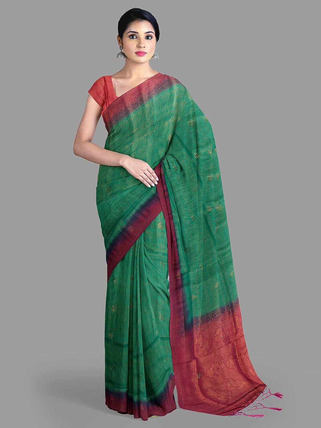 

The Chennai Silks Beads and Stones Ilkal Saree, Green