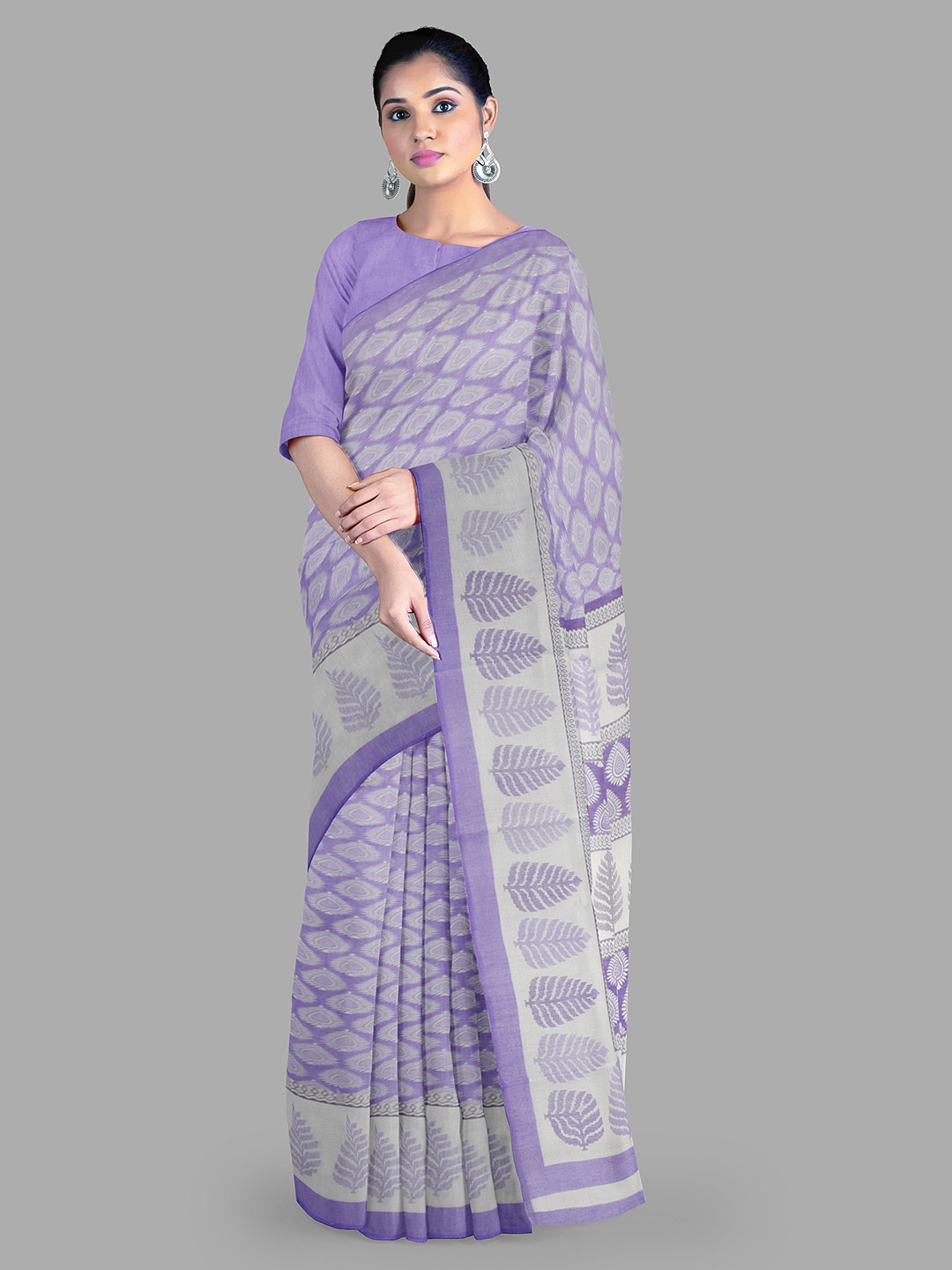

The Chennai Silks Ethnic Motifs Pure Cotton Gadwal Saree, Lavender