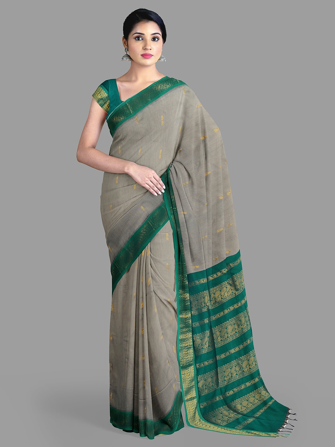 

The Chennai Silks Paisley Zari Saree, Grey