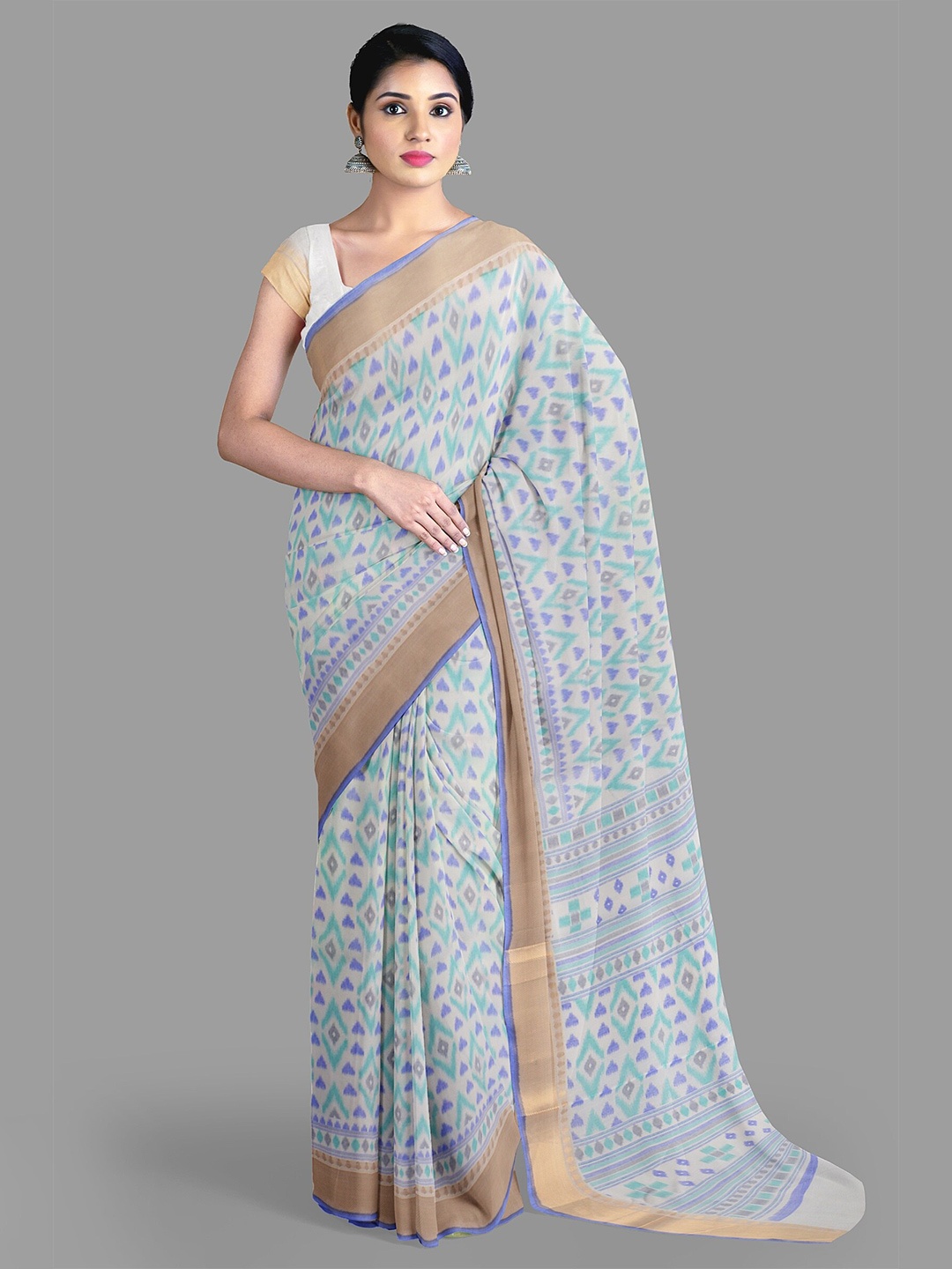 

The Chennai Silks Zari Chanderi Saree, Blue