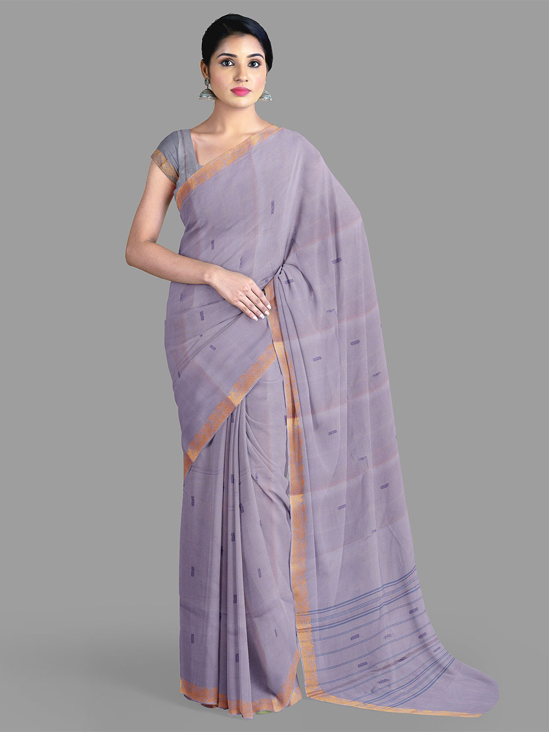 

The Chennai Silks Pure Cotton Fusion Kanjeevaram Saree, Lavender
