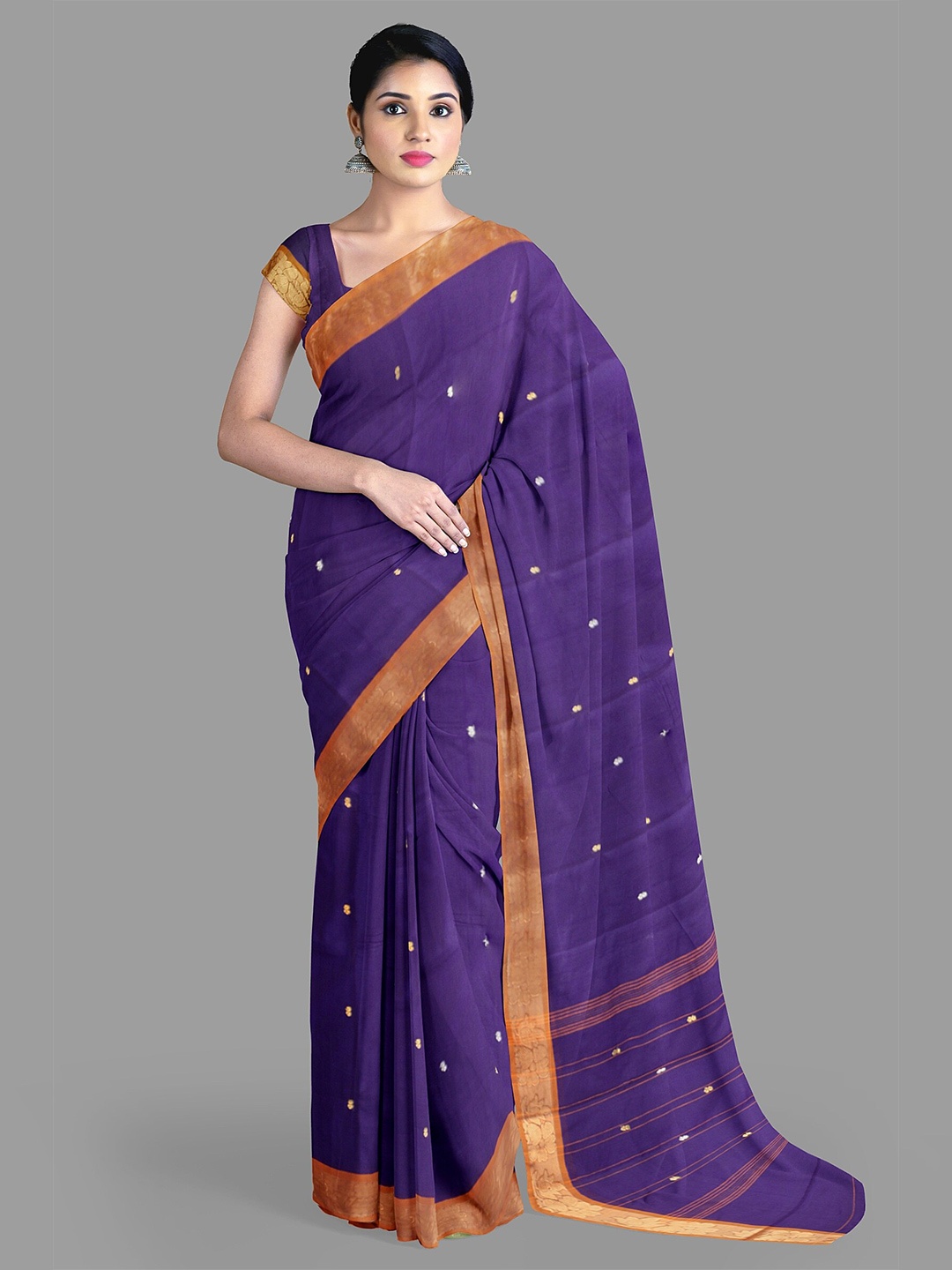

The Chennai Silks Ethnic Motifs Zari Pure Cotton Chettinad Saree, Blue