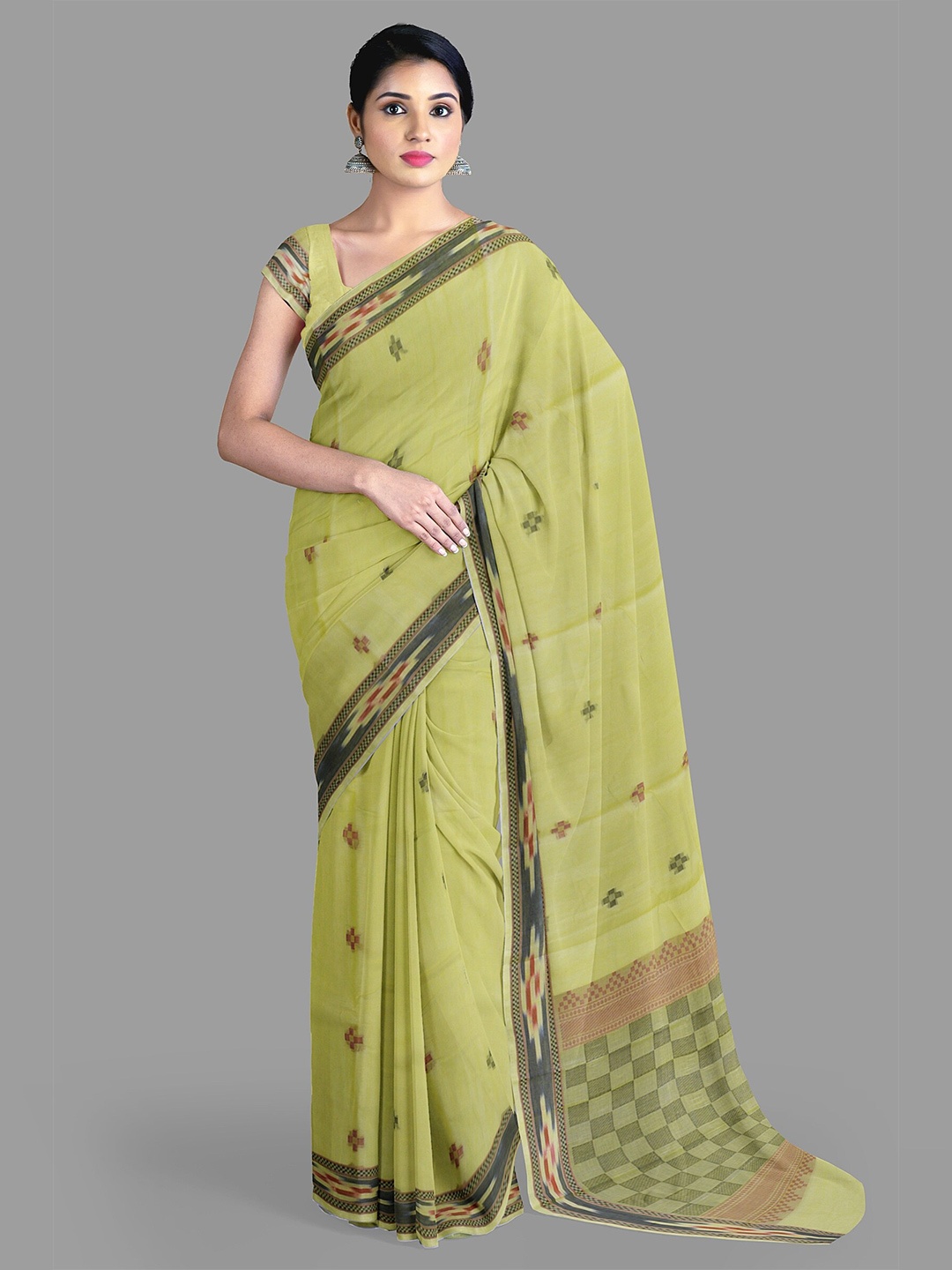 

The Chennai Silks Ethnic Motifs Pure Cotton Kanjeevaram Saree, Yellow