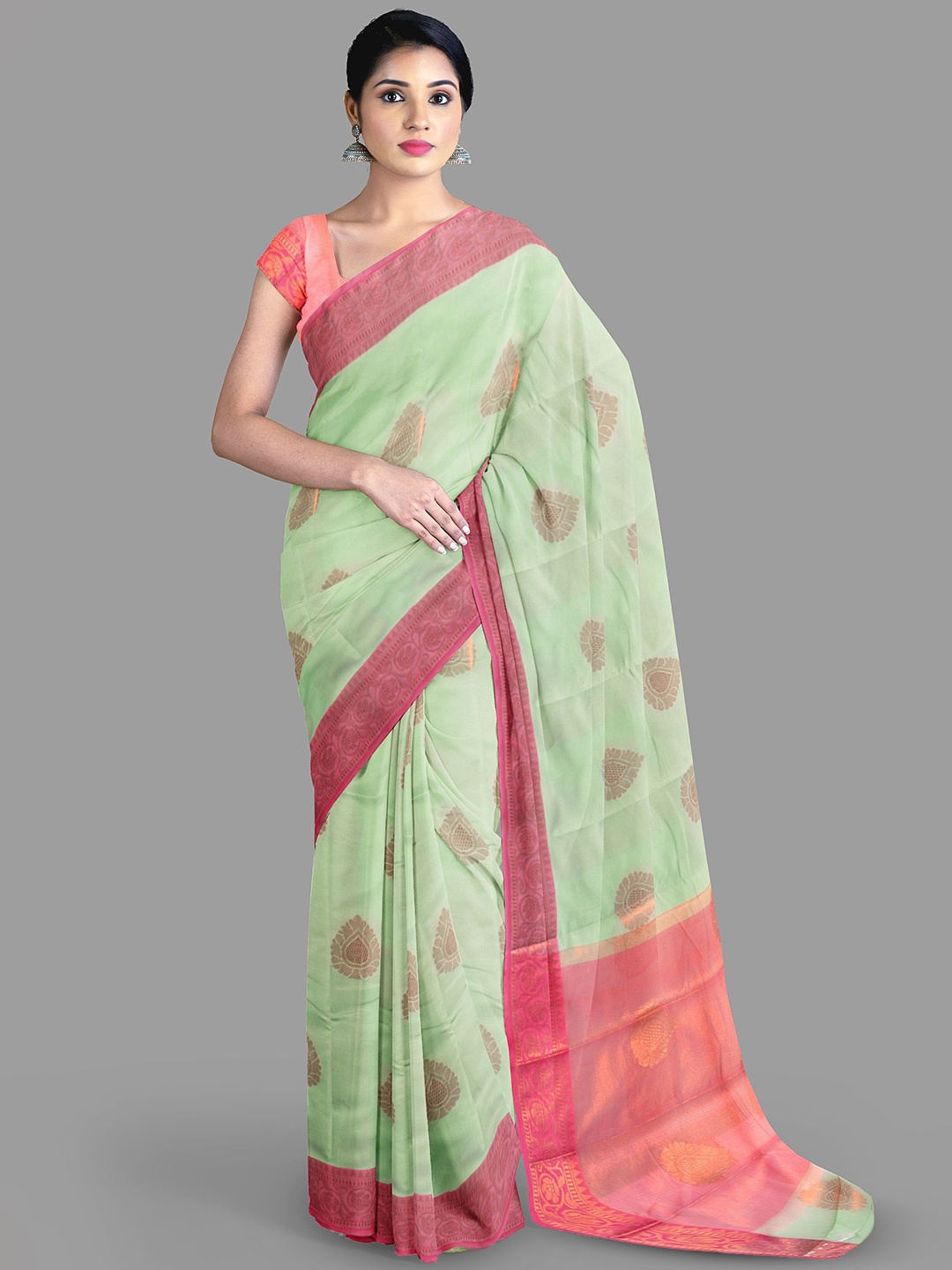 

The Chennai Silks Ethnic Motifs Zari Saree, Green