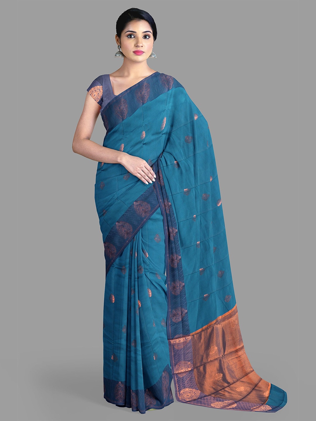 

The Chennai Silks Ethnic Motifs Zari Saree, Blue