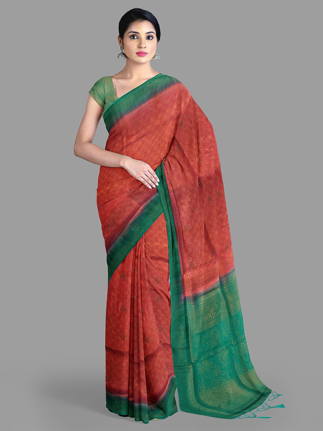 

The Chennai Silks Beads and Stones Ilkal Saree, Red