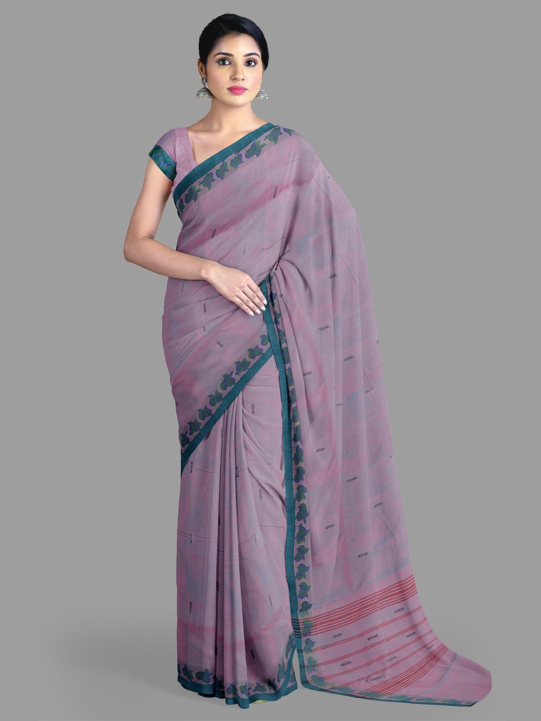 

The Chennai Silks Ethnic Motifs Pure Cotton Chettinad Saree, Lavender