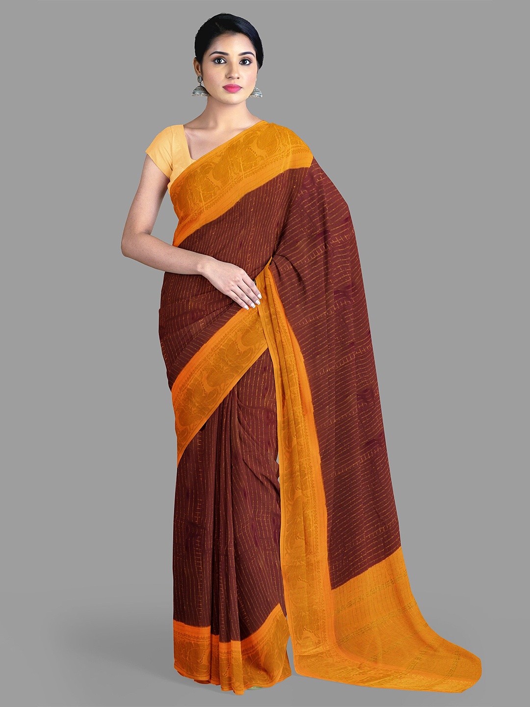 

The Chennai Silks Woven Design Zari Pure Cotton Sungudi Saree, Maroon