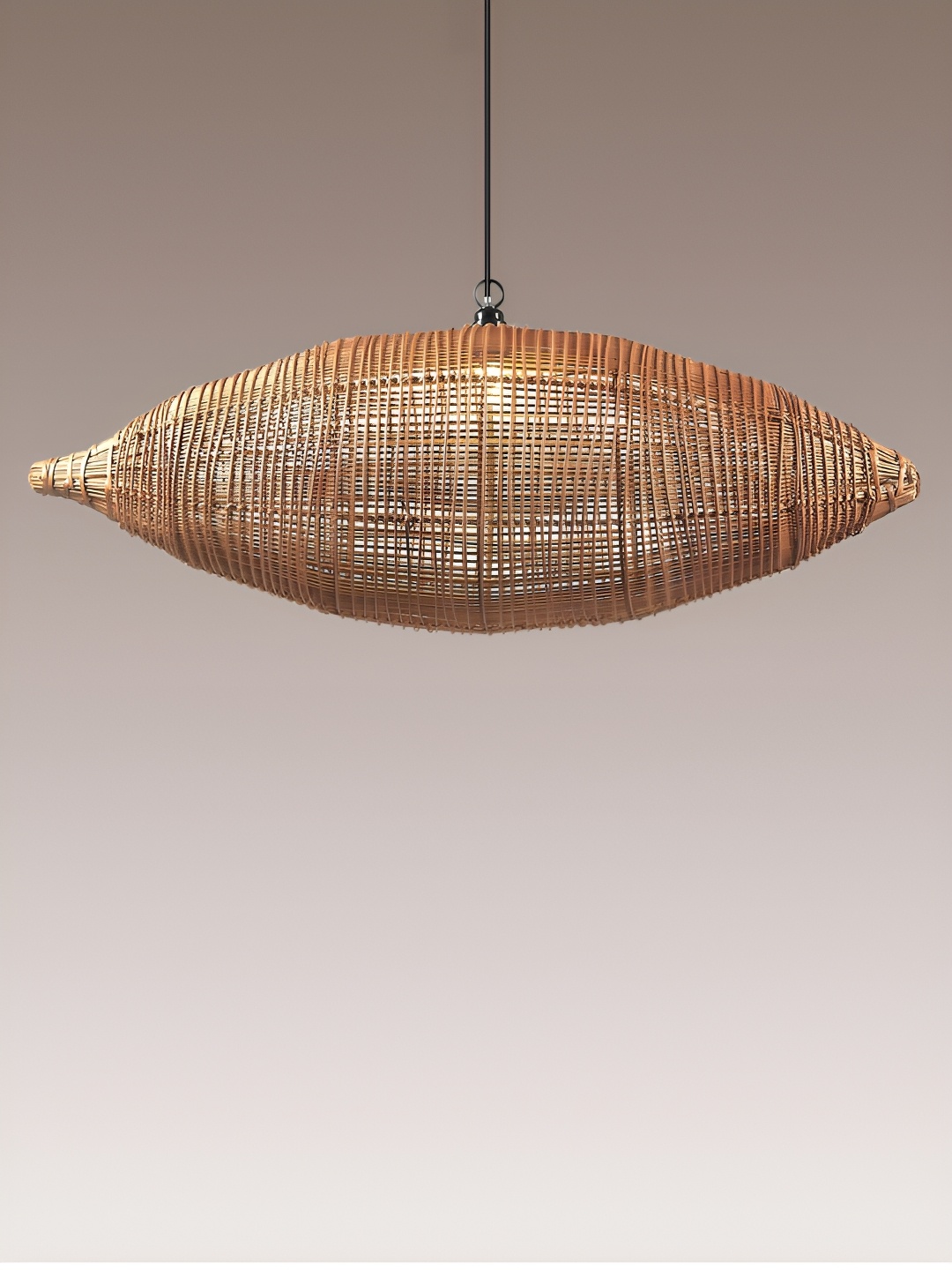 

HABERE INDIA Brown Bamboo Textured Ceiling Lamp