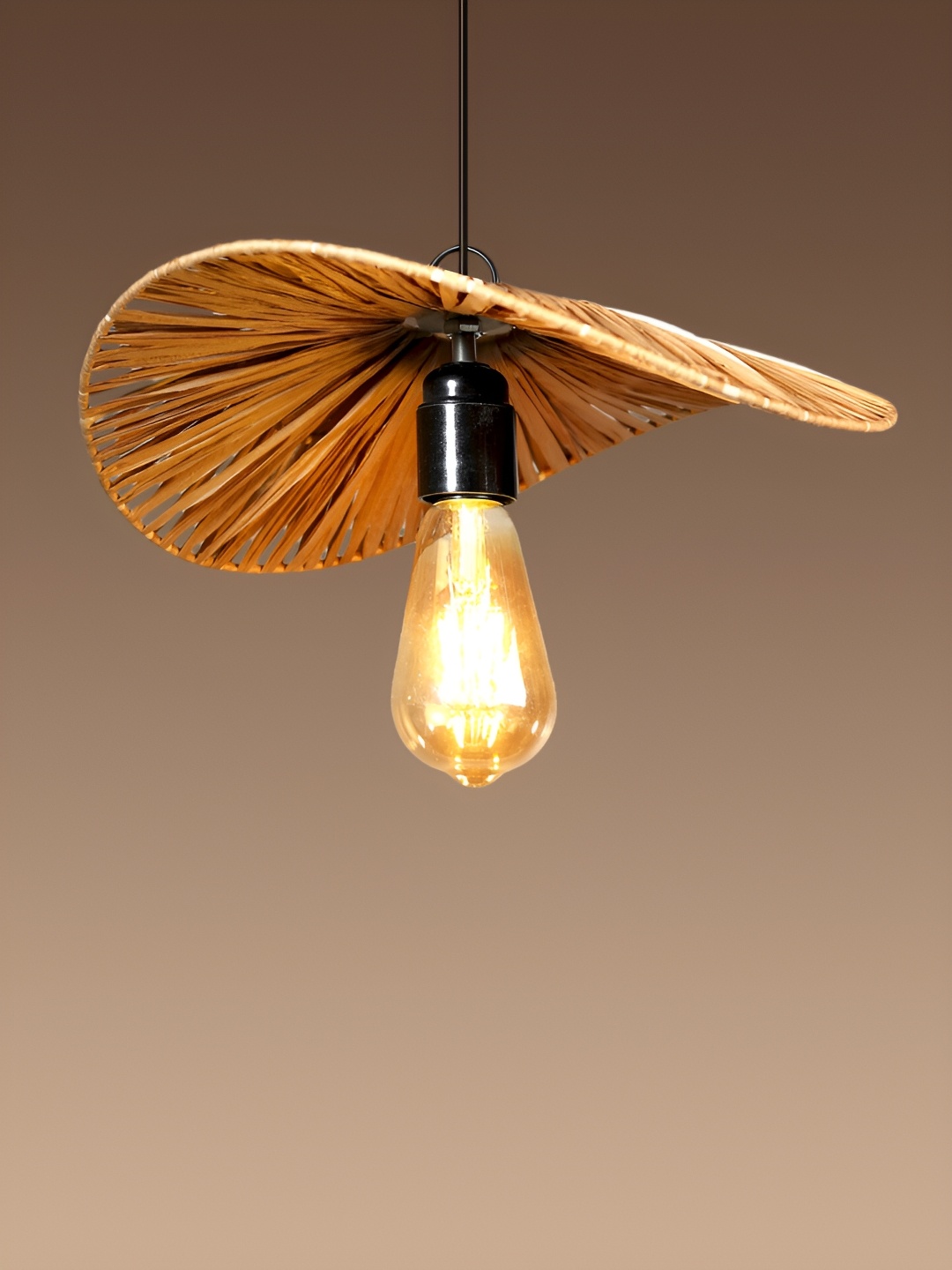 

HABERE INDIA Beige Textured Wooden Ceiling Lamp