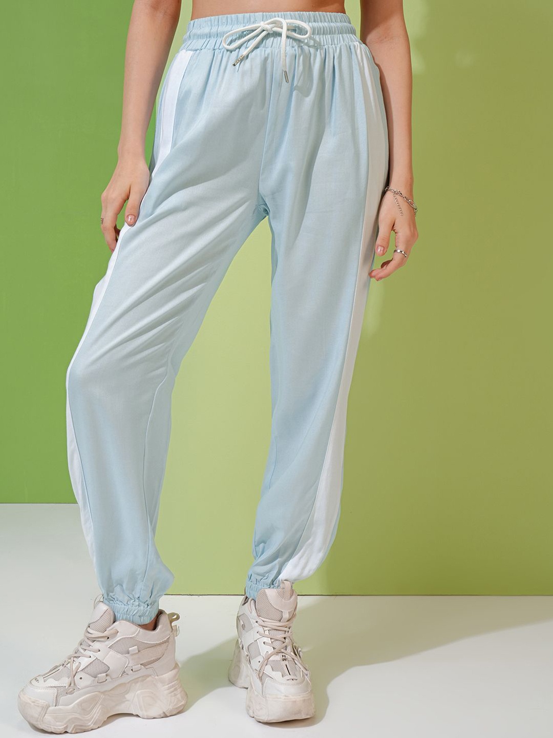 

Tokyo Talkies Blue Women Mid-Rise Joggers Trousers