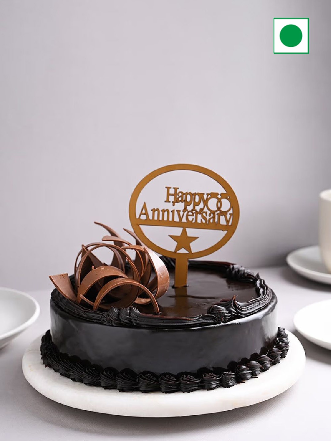 

Floweraura Chocolate Flavour Silky Smooth Fresh Truffle Round Shape Cake With Topper 1 kg, Black