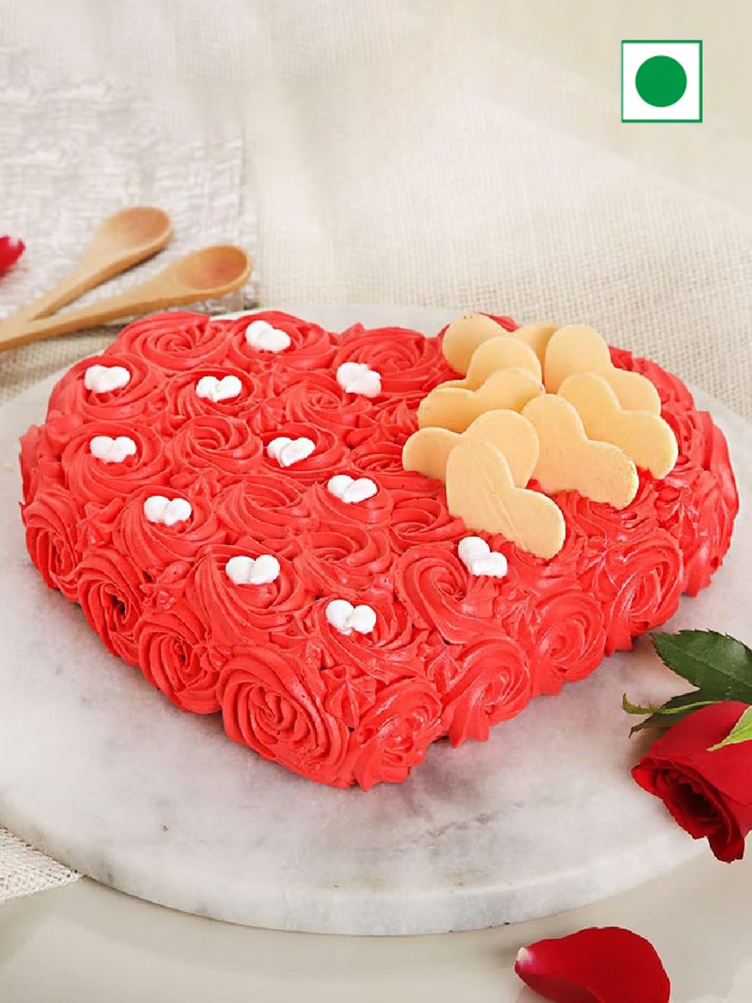 

Floweraura Red Velvet Eggless Heart Shape Rich in Flavour Cake- 500g