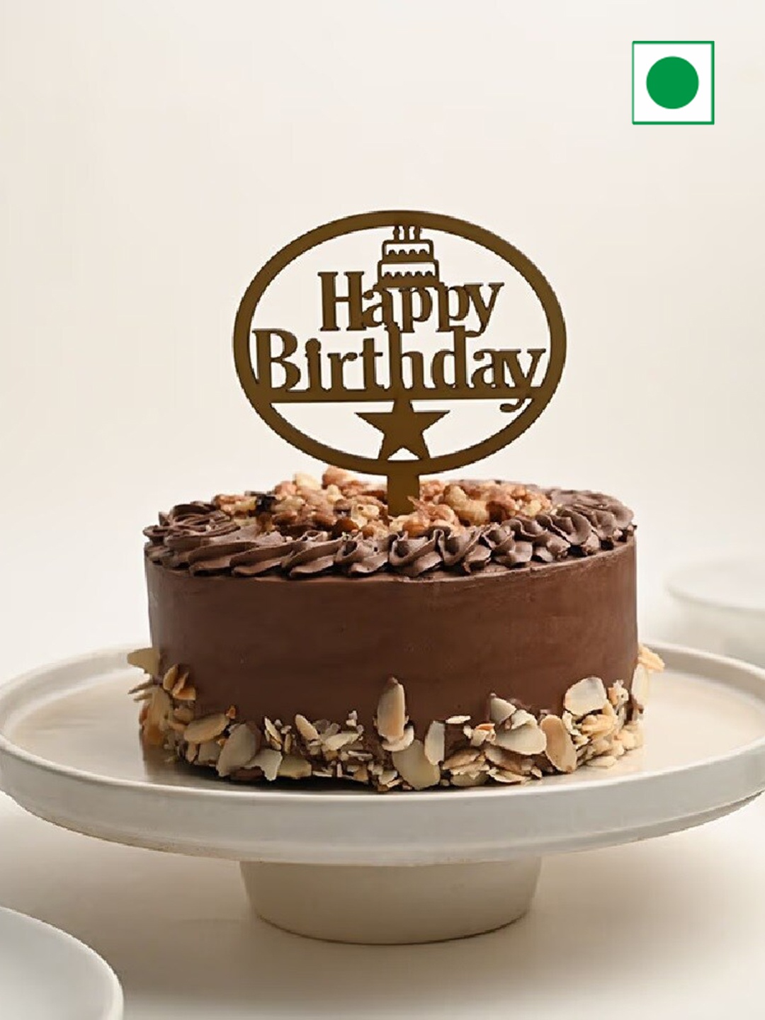 

Floweraura Chocolate Flavour Eggless Walnut Round Shape Cake With Choco Topper 1 kg, Brown