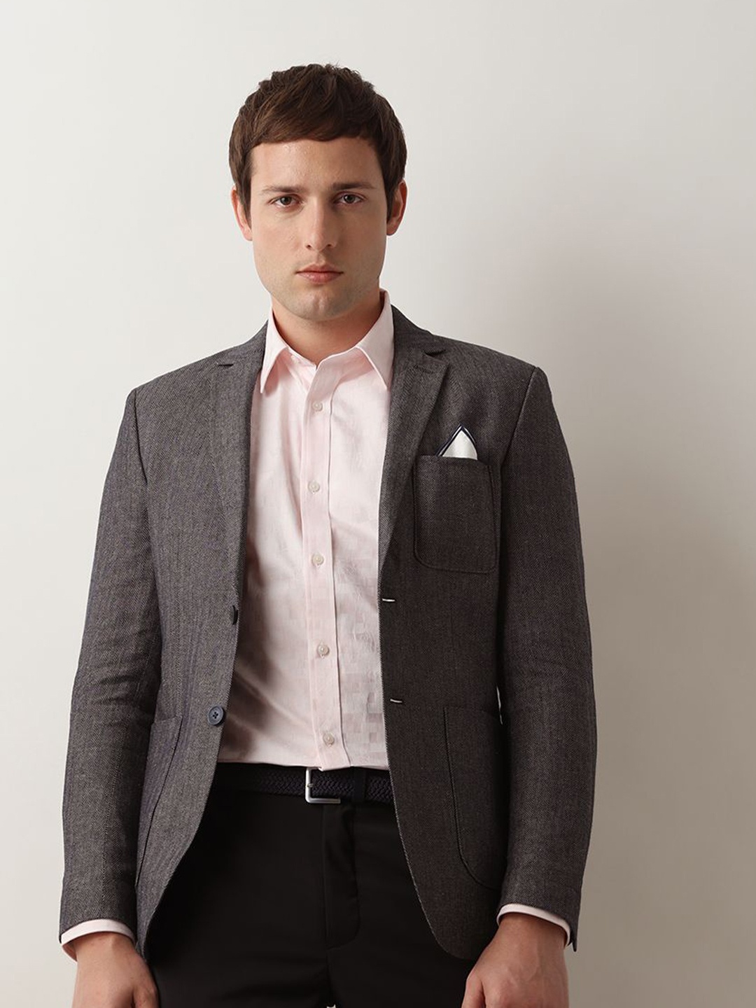 

SELECTED Slim Fit Self Design Checked Pure Cotton Formal Shirt, Pink