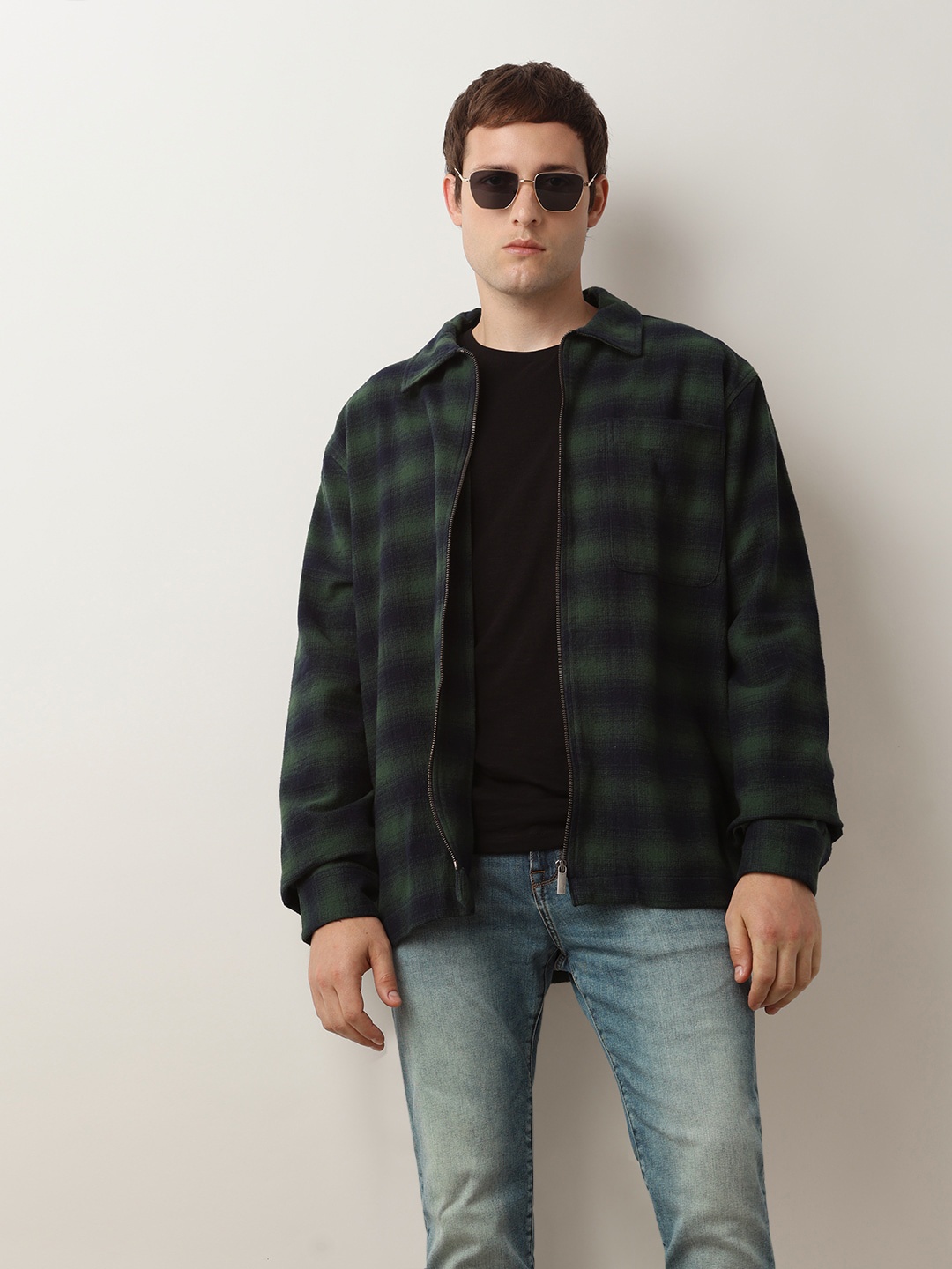 

SELECTED Relaxed Fit Buffalo Checked Cotton Shacket, Blue