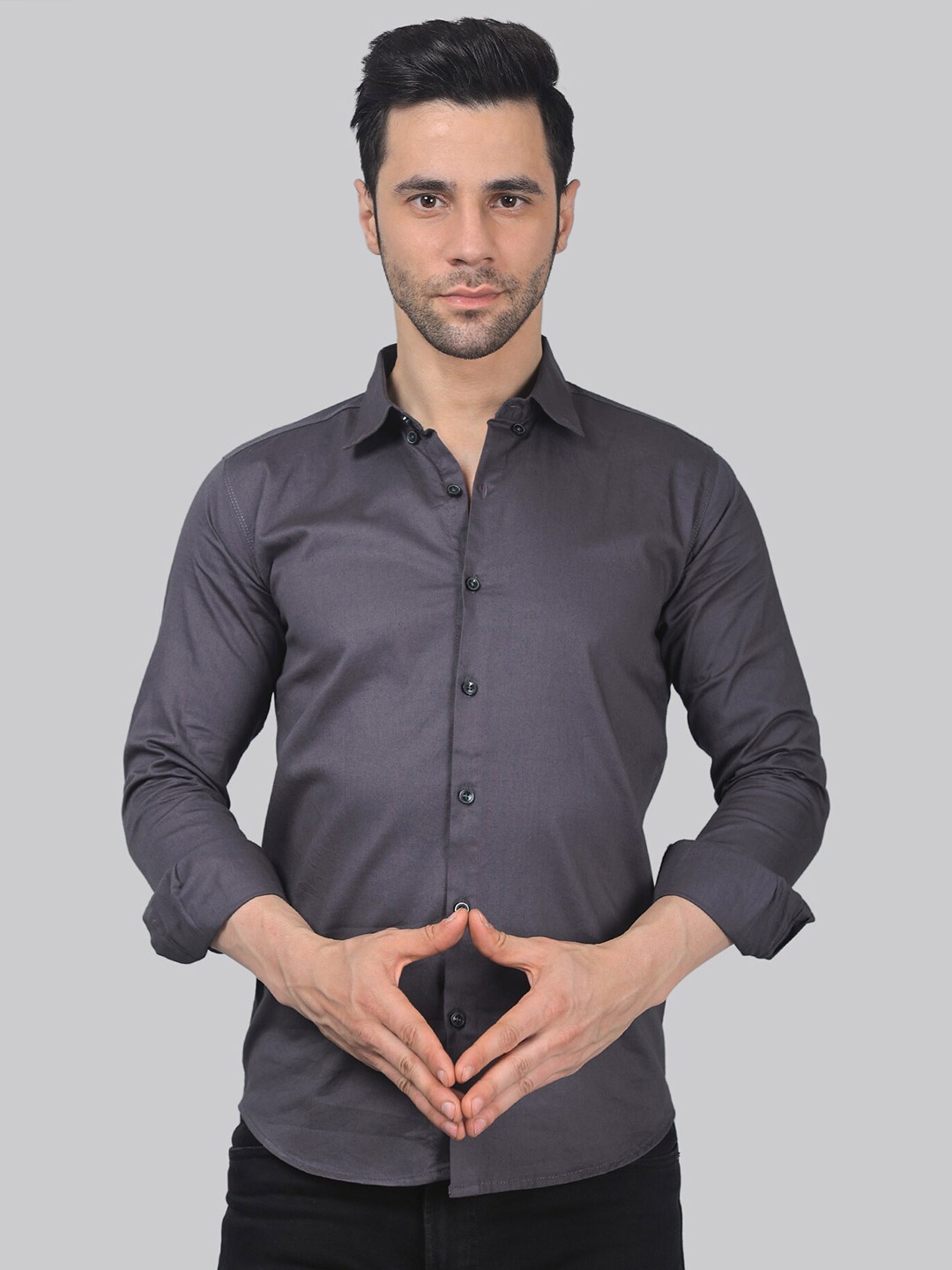 

TRYBUY.IN Spread Collar Original Cotton Casual Shirt, Metallic
