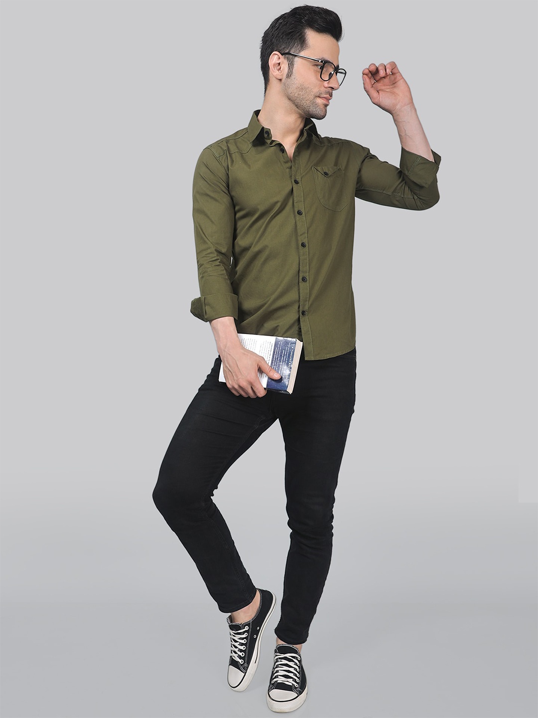 

TRYBUY.IN Cotton Opaque Casual Shirt, Green