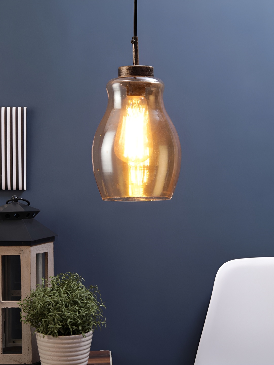 

ELIANTE Gold-Toned Glass Contemporary Ceiling Lamp