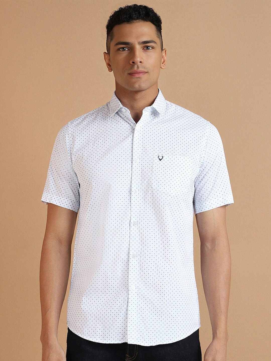 

Allen Solly Slim Fit Micro Ditsy Print Half Sleeves Cotton Shirt, White