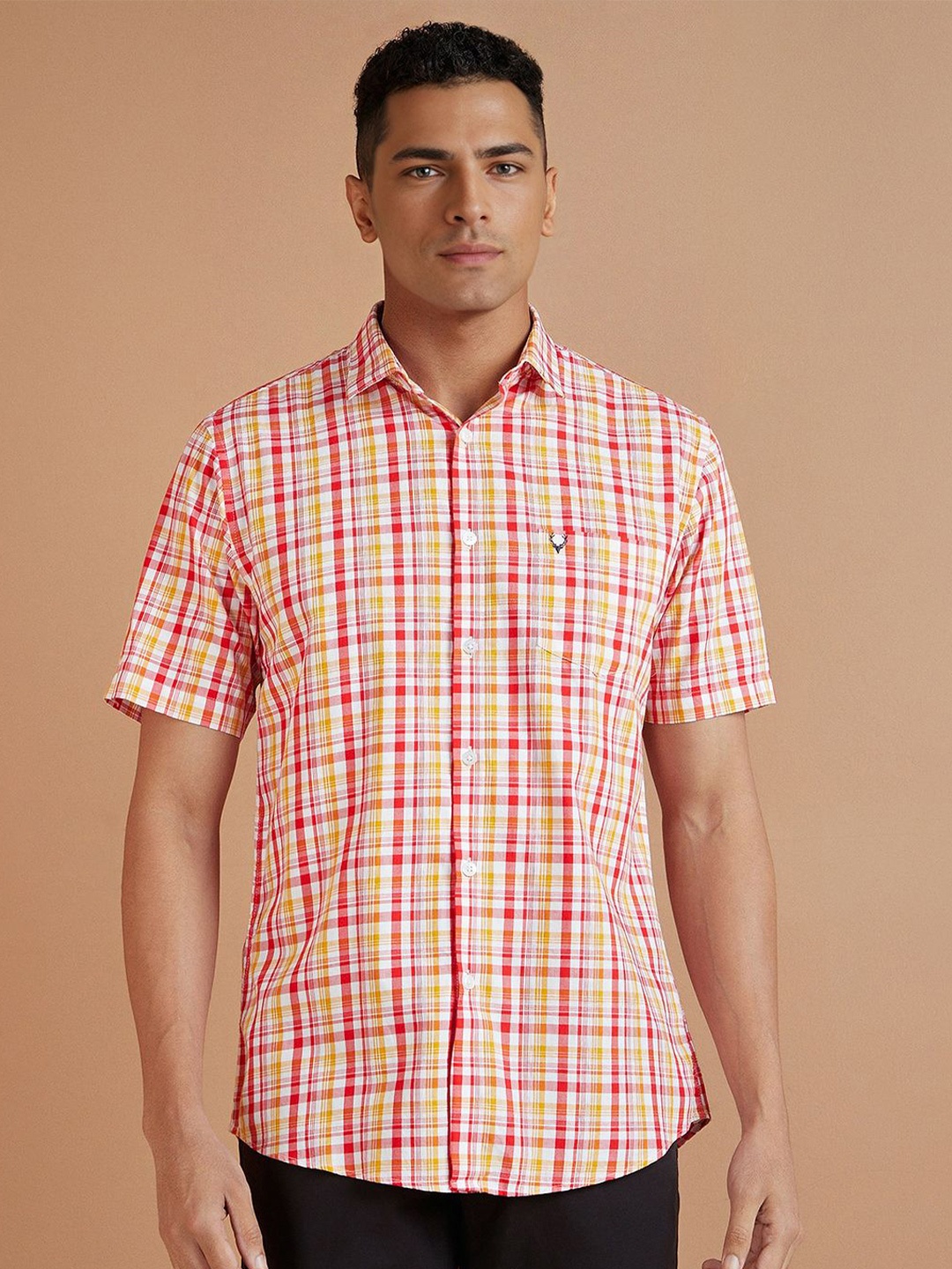 

Allen Solly Slim Fit Tartan Checks Pure Cotton Casual Shirt, Pink