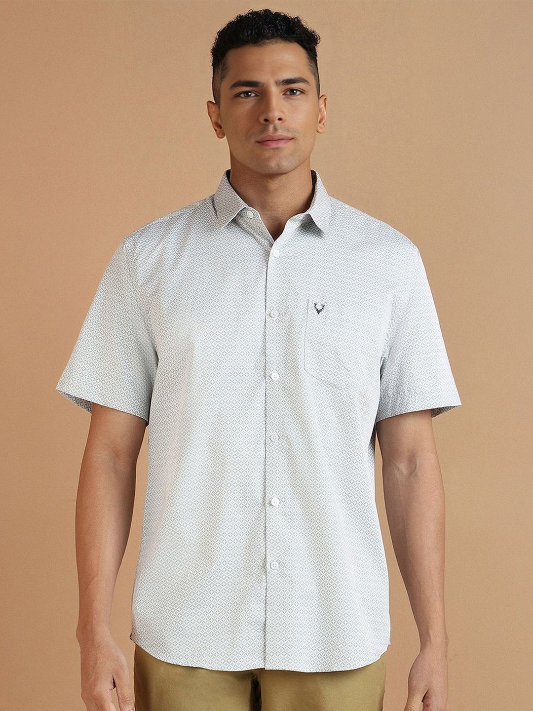 

Allen Solly Slim Fit Micro Ditsy Print Half Sleeves Cotton Shirt, White