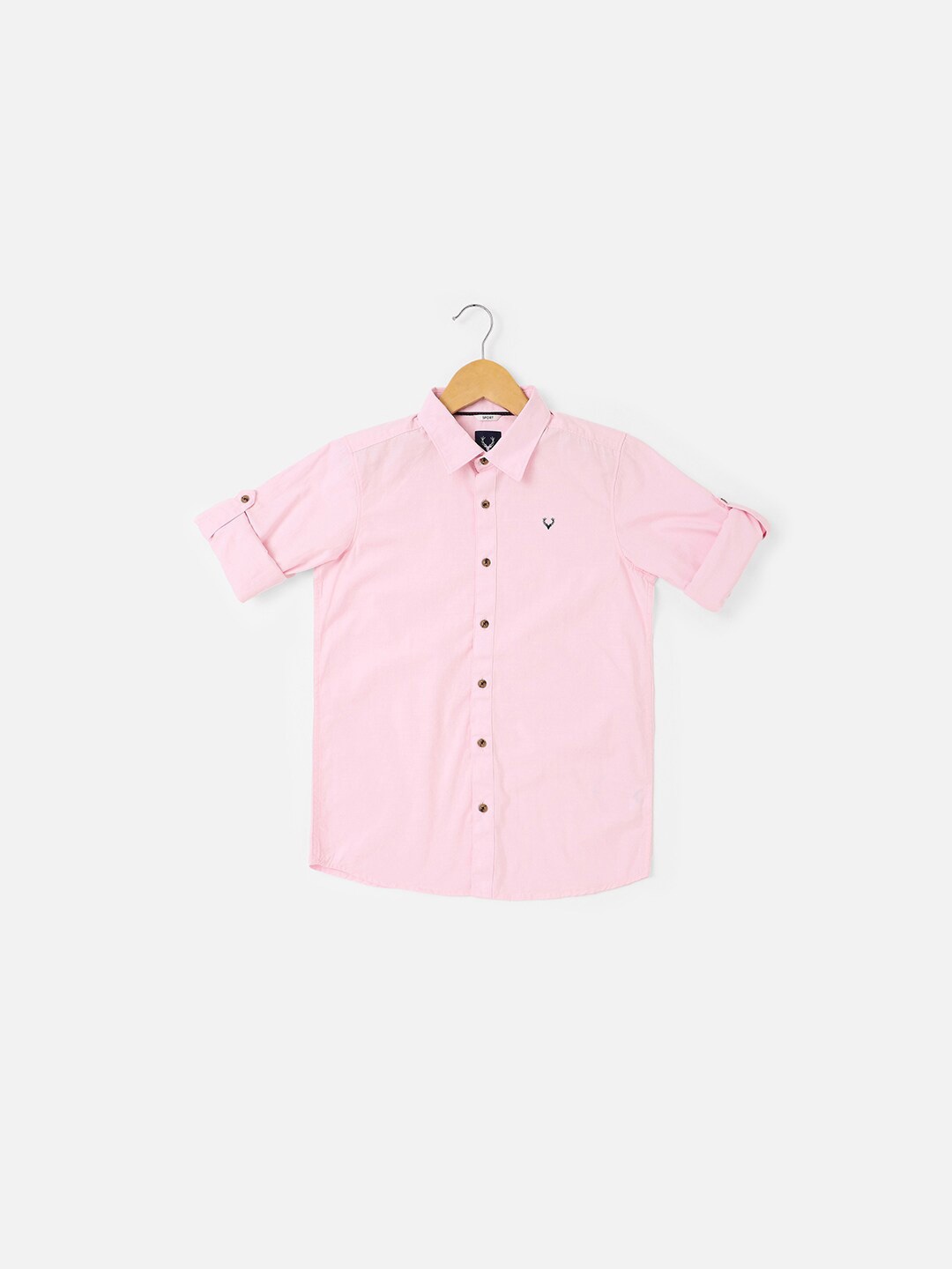 

Allen Solly Junior Boys Spread Collar Roll-Up Sleeves Cotton Slim Fit Shirt, Pink