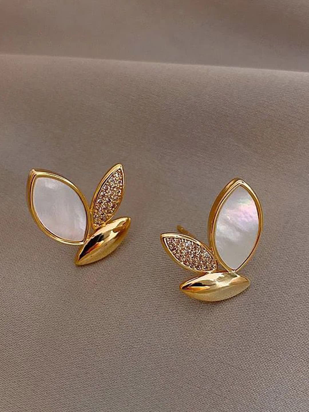 

Xivir Gold-Plated Stones Studded Contemporary Studs Earrings