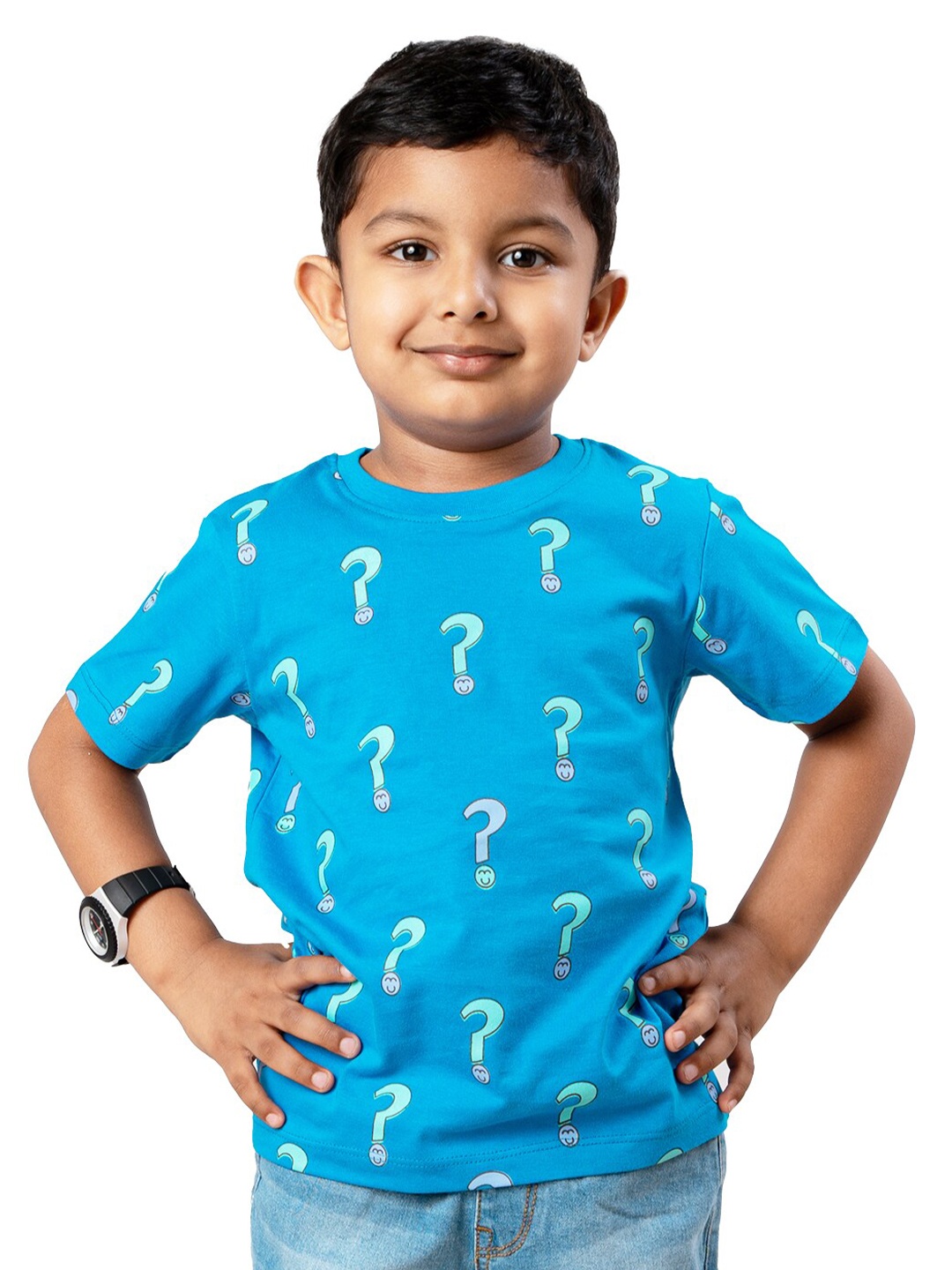 

YOUMAA Boys Printed Pure Cotton T-shirt, Blue