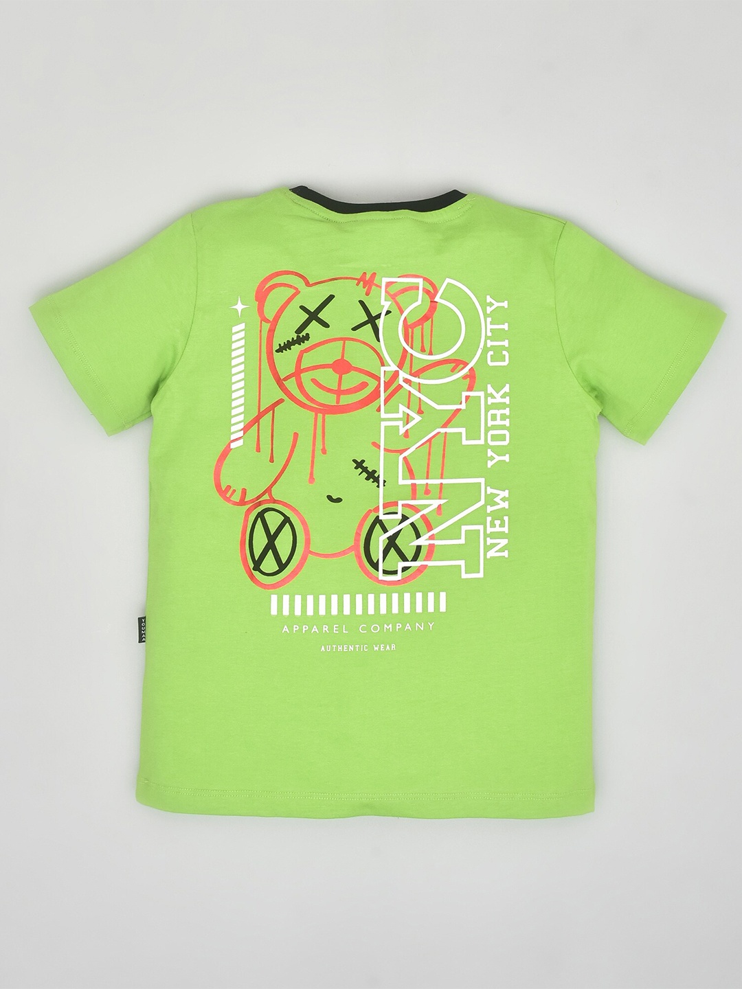 

YOUMAA Boys Typography Printed Pure Cotton T-shirt, Green