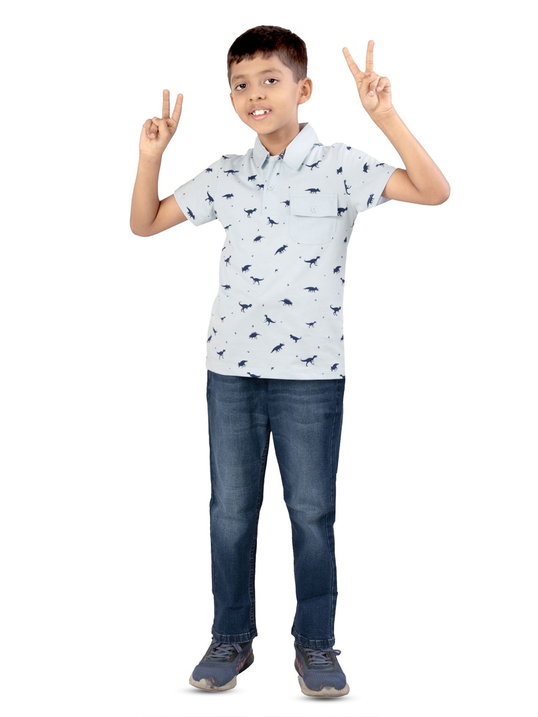 

YOUMAA Boys Conversational Printed Polo Collar Pure Cotton T-shirt, Purple